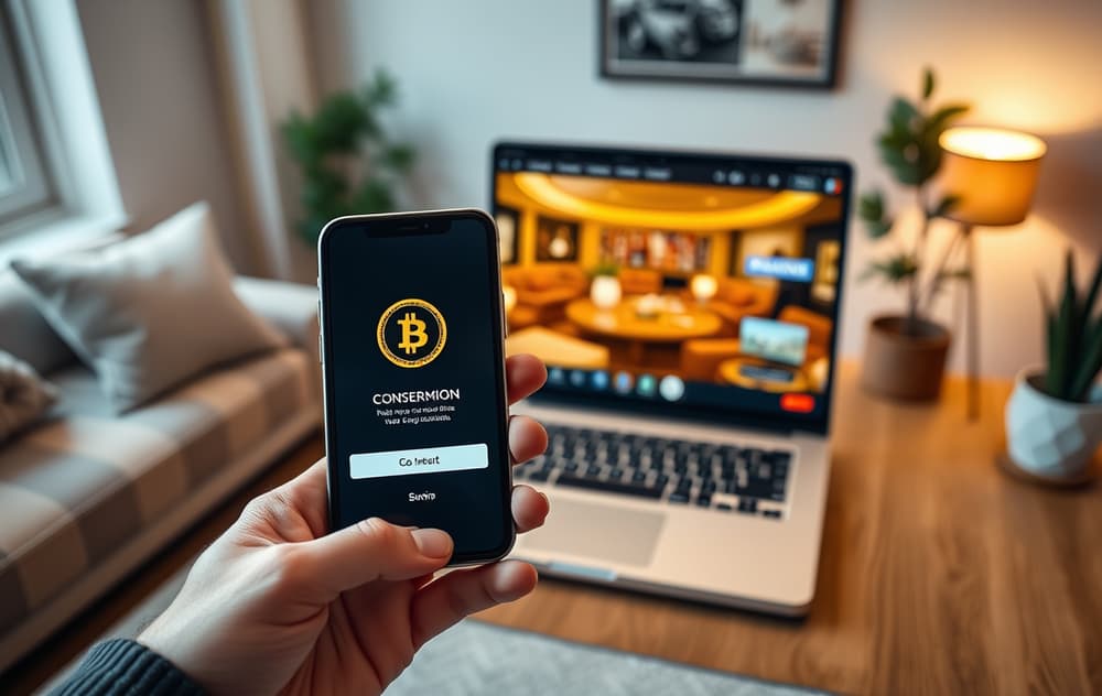 Person som skanner QR-kode for Bitcoin-innskudd på casino